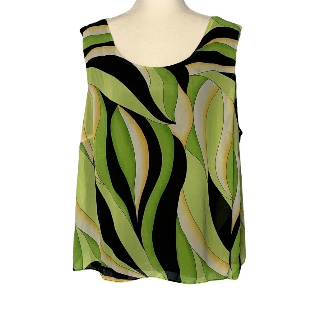 Green and Black Sleeveless Top
